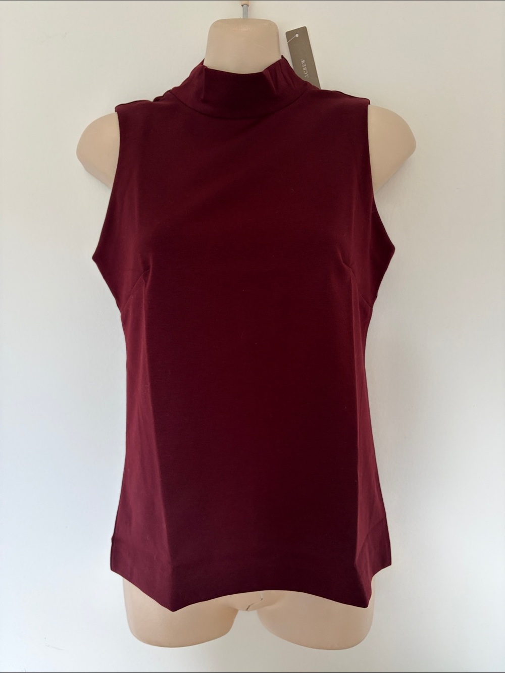 J.CREW Burgundy Sleeveless Mock Turtleneck Top Sz XXS NWT